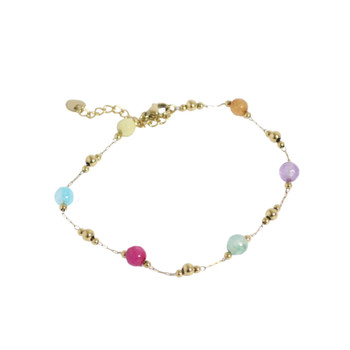Anklet - Soft Colours And Gold Beads