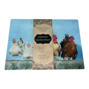 Chickens Glass Cutting Board