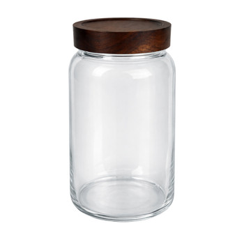 Glass 20cmh Dark Brown Lid Jar