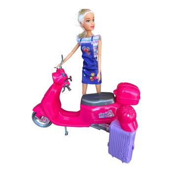 Toy Scooter Girl - Blue Dungaree