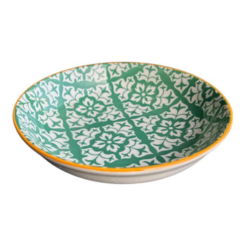 Ceramic 14cm Bowl - Green White Grid
