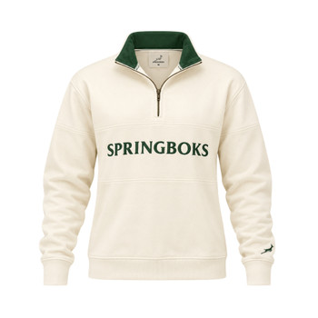 Springboks Word Quarter Zip Sweater / Ivory
