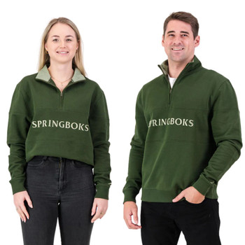 Springboks Word Quarter Zip Sweater / Military Green Springboks Word Quarter Zip Sweater / Military Green