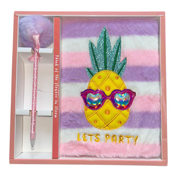 Notebook Giftset - Pineapple, Pink Purple White Stripes
