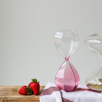 Glass Sand Clock - Geometric Clear And Pink