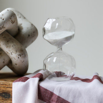 Glass Sand Clock - Clear Apple, White Sand