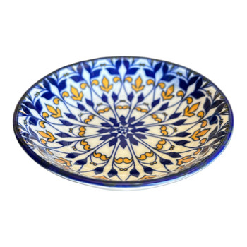 Small Flat Bowl - Yellow Blue Mandala