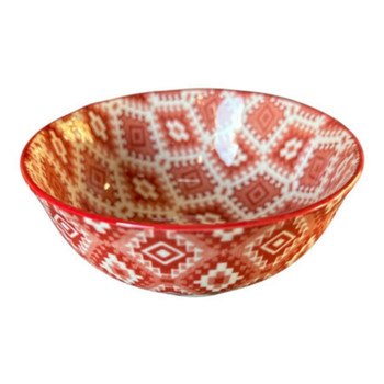 Ceramic Bowl - 12x5.5cm - Barn Red Diamond Pattern