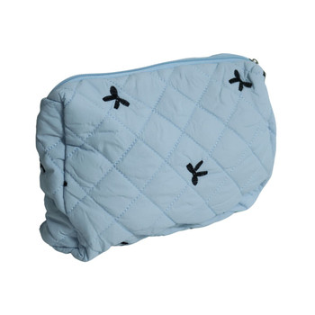 Quilted Cosmetic Bag with Embroidery