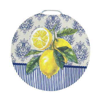 Round Bamboo Board - Blue Lemons