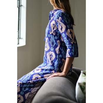 Jaipur Tassel Tunic Dress / Blue Azure Ikat