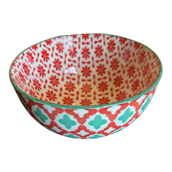 Mini Bowl 9x5cm - Red Slowers, Green Red Flares