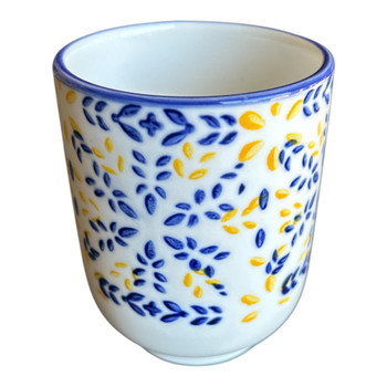 Tea Mug - Yellow Blue Leaves