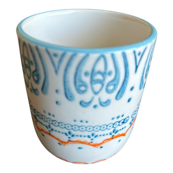 Tea Mug - Blue And Orange Patterns