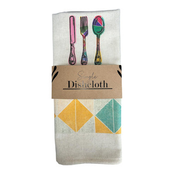Single Printed Dishcloth -  Abstract Spoon Fork Knife