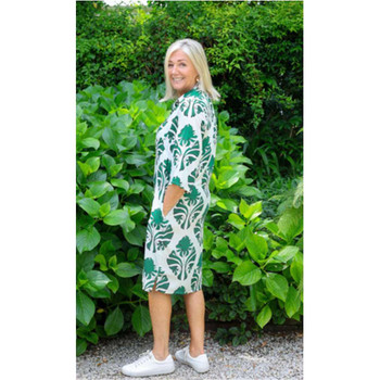 Chloe Shirt Dress - Green Botanical Motif Chloe Shirt Dress - Green Botanical Motif