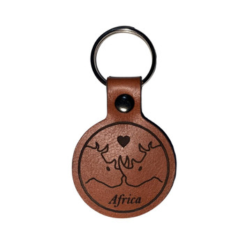 Keyring  Big Five Rhino Genuine Leather Engraved