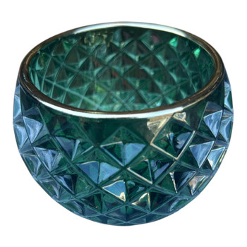 Emeral Green Gold Rim Inverted Diamonds Glass Holder