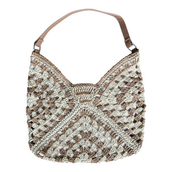 Brown And Sand Woven Crochet Shoulder Bag