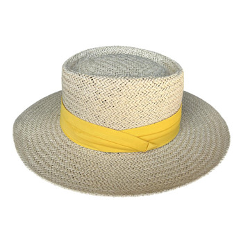 Sand Weaved Hat - Yellow Band