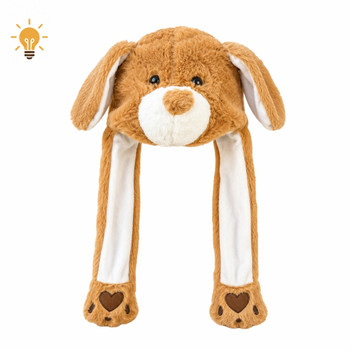 Beige And Brown Dog Light Up Animal Squeeze Hat