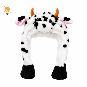 Black/White Cow Light Up Animal Squeeze Hat