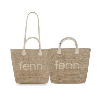 Weave Tote Bag / Warm Brown Off White