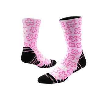 Pink Flower Power Active Crew Socks