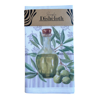 Single Printed Dishcloth - Olive Oil