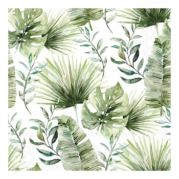 Serviette - Jungle Leaves White (33x33cm)