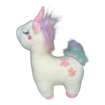 White Unicorn, Pink Flowers Soft Toy 25cm