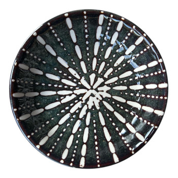 Sea Green Sea Urchin Ceramic Flat Bowl 9w2hcm
