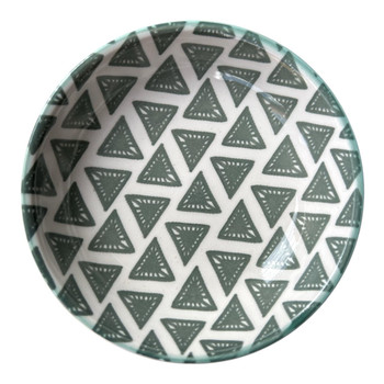 Grey Triangles Ceramic Flat Bowl 9w2hcm