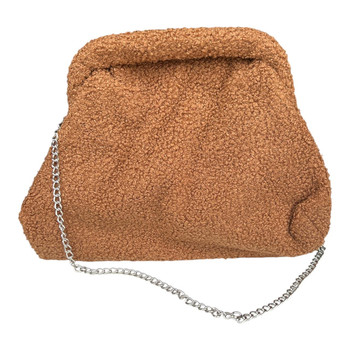 Soft Textured Shoulder Bag - Brown