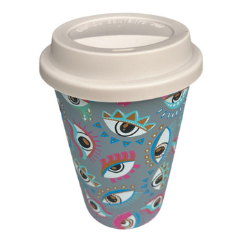 Grey Comic Eyes Ceramic Travel Mug