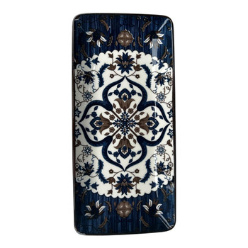 Midnight Floral Tile Ceramic Rectangle Plate