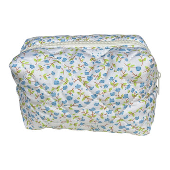 Blue Flowers Polyester Quilted Bag
