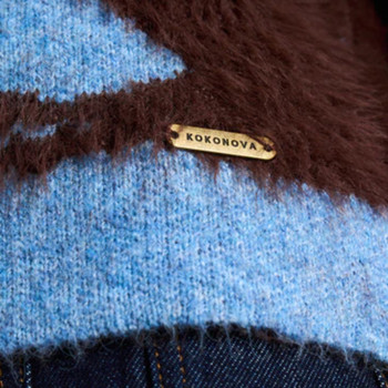 Eyelash Jersey Brown/Blue