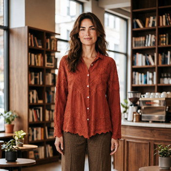 Applique Trim Blouse Rosetta/