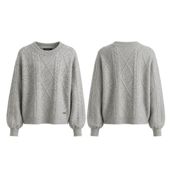 Wool Blend Cable Knit Grey
