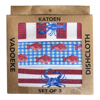 Dishcloth Box (Set 3) - Blue Crab Lobster