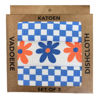 Dishcloth Box (Set 3) - Blue Orange Flower