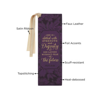 Strength & Dignity Purple Faux Leather Bookmark
