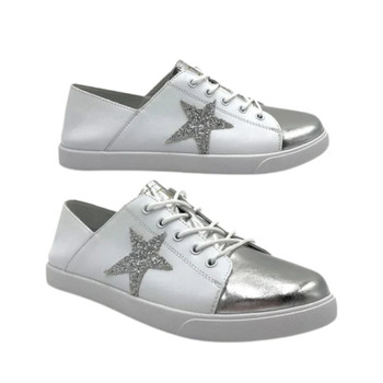 Vicki Sneaker / White & Silver Metallic Toe