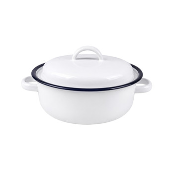 Enamel Veg Dish 20cm Handle + Lid