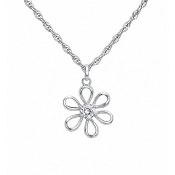 Cubic Flower Necklace - Thick Chain