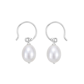 Curved Dangle Pearl Earring