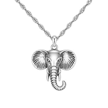 Elephant Head Necklace - Thick Chain