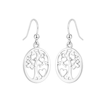 Oval Tree of Life Heart Earrings