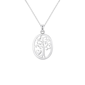 Oval Tree of Life Heart Necklace